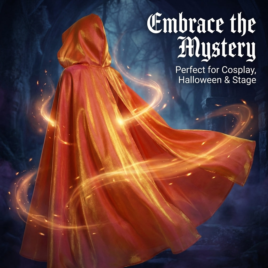 Hooded Cloak Maxi Cape Witch Cosplay Accessories, Fancy Dress Costume Halloween, Hooded Cape Witch for Halloween Enthusiasts