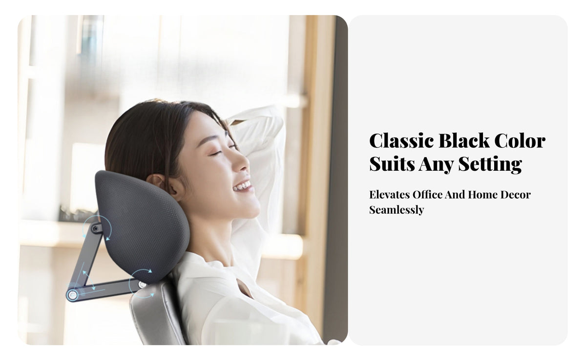 Contoured Adjustable Chair Neck Rest Black Cover Chair Headrest Pillow