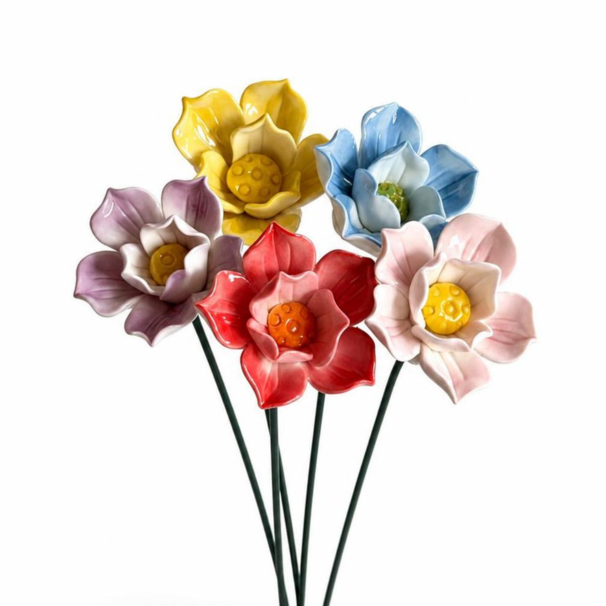 5 Pieces Ceramic Lotus Glazed Ceramic Flower Decorative for Vases