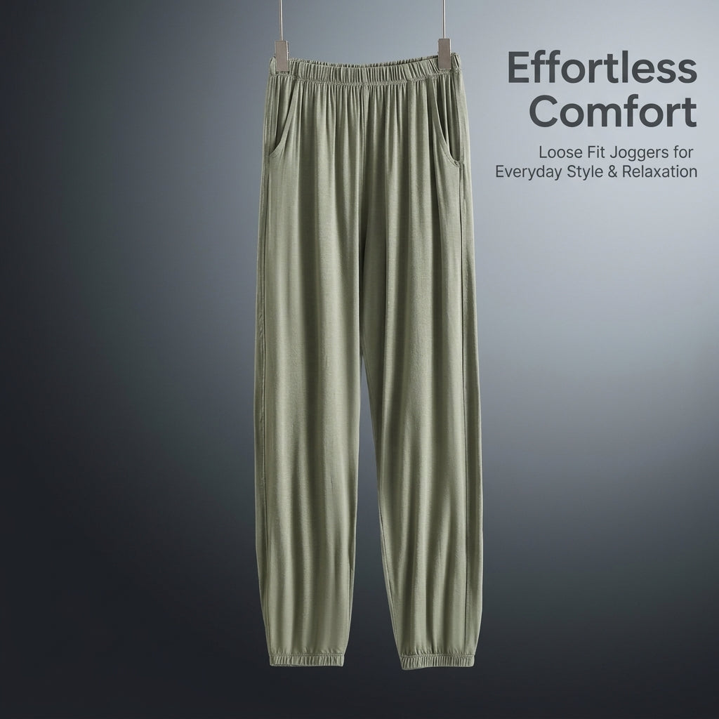 Ladies Trousers for Women UK with High Waist and Side Pockets, Loose Fit Joggers in Soft Modal Material, Plus Size Available