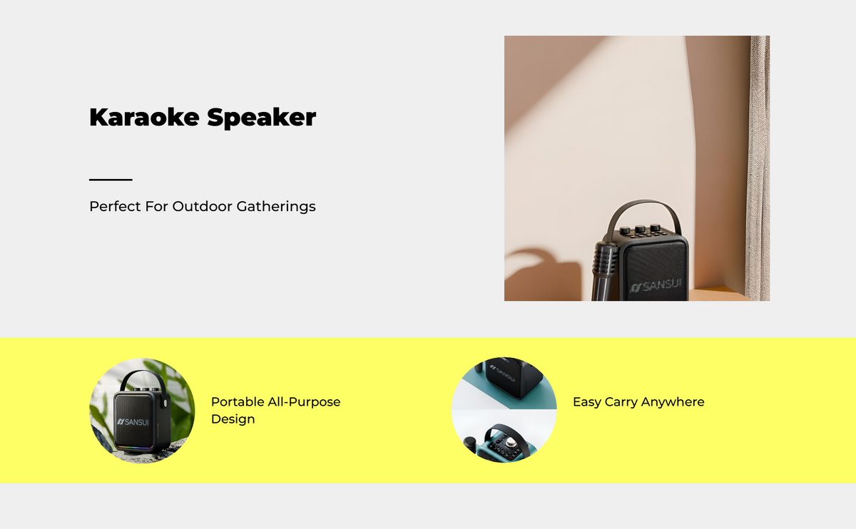 Portable PA speaker with karaoke mic