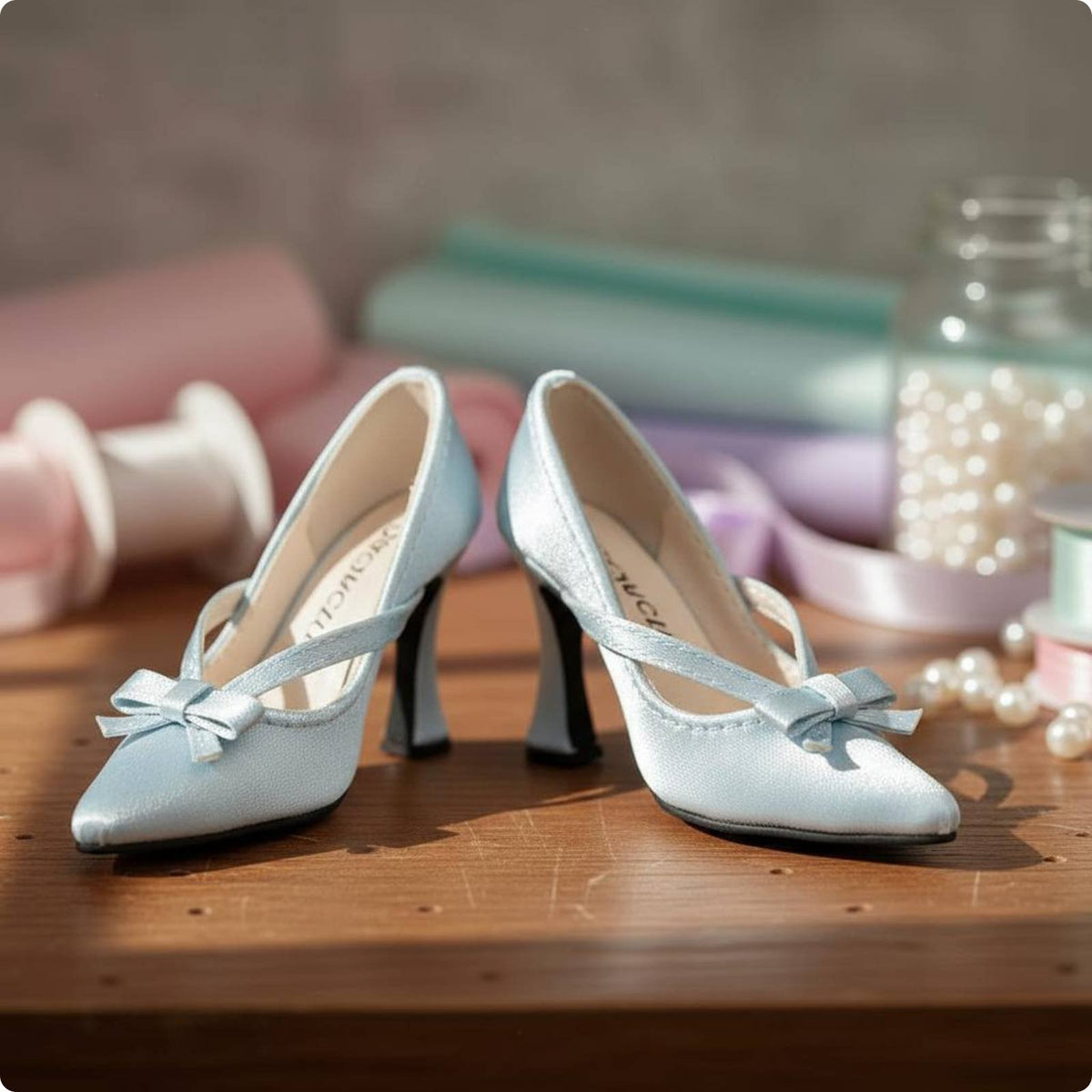 BJD High Heels Easy to Wear Bow Heel Shoes Photography and Display