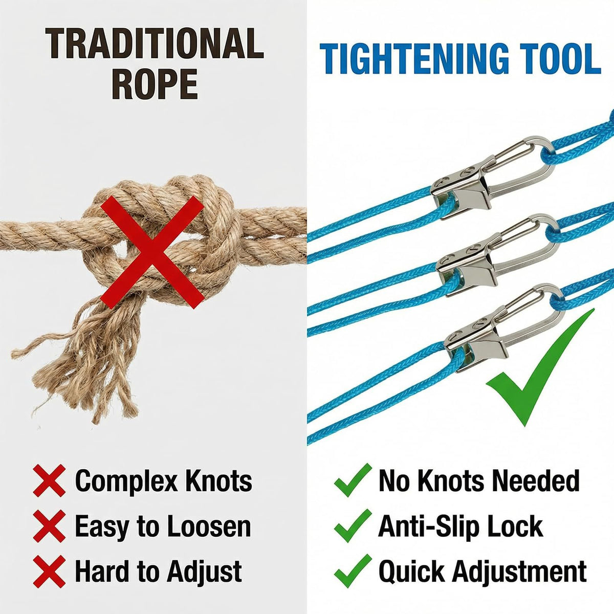 Aluminum Alloy Tent Rope Tensioner with 6 Hooks and 6 Ropes