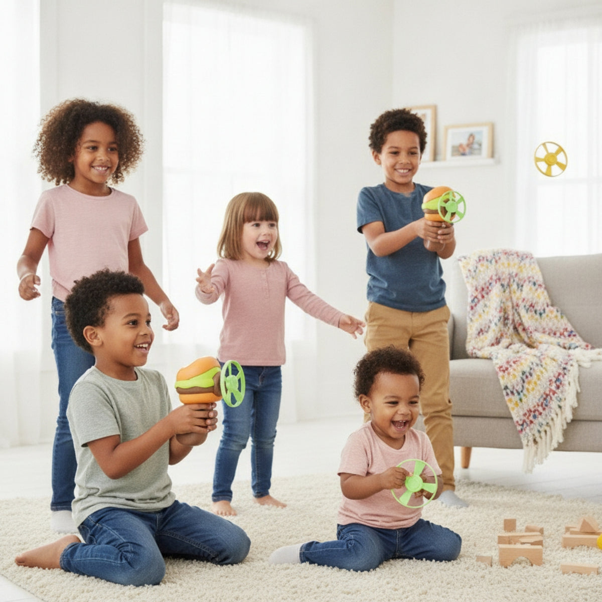 Easy-to-Hold Burger Toy Launcher Handheld Disc Launcher with Flying Discs Compact Flying Disc Toy Portable for Children, Toddlers, Backyard Games, Park
