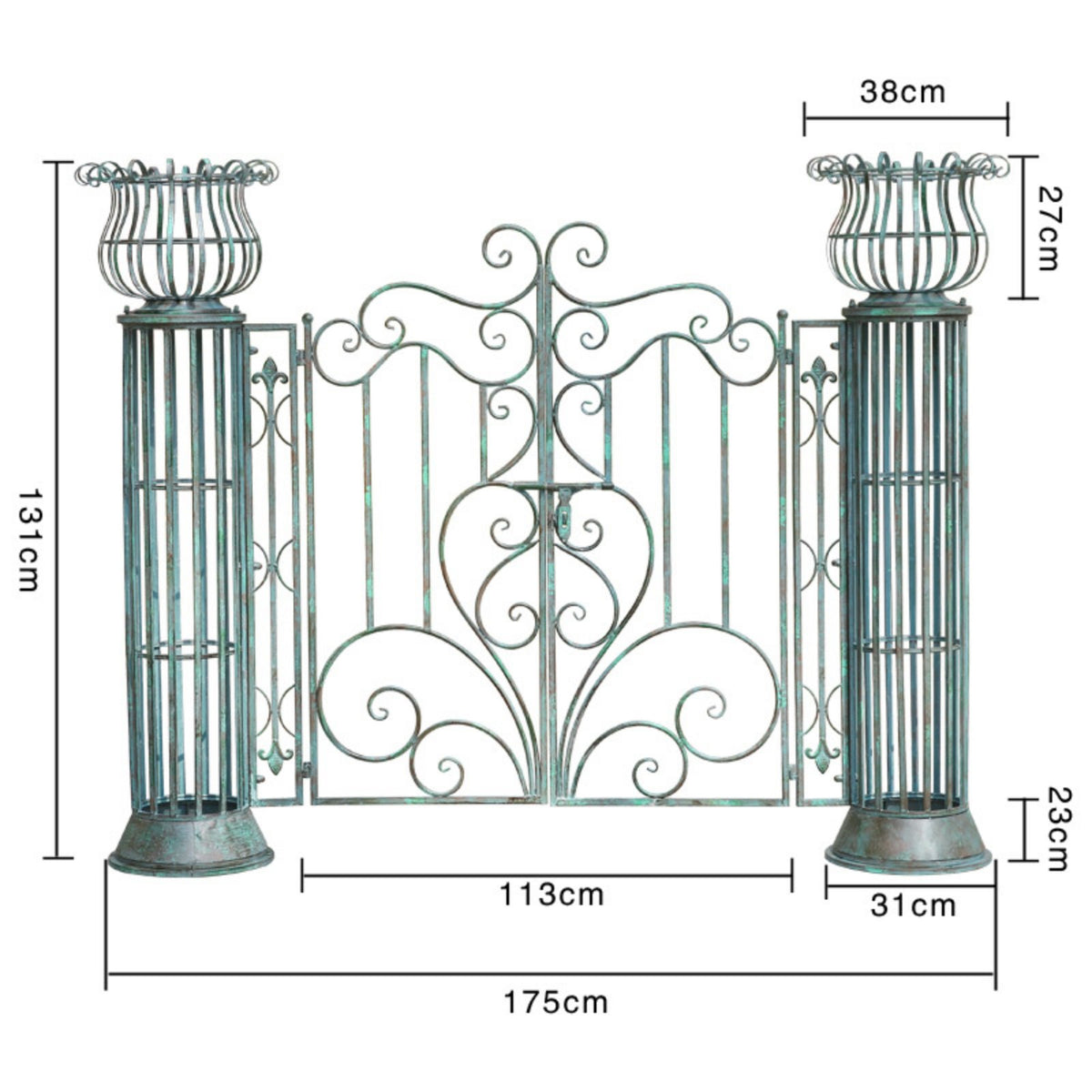 Classic Garden Gate Garden Arch Planter Arbor Outdoor Rust Resistant Iron Construction Intricate Scrollwork Suitable for Courtyard Gardeners Villa Entryway