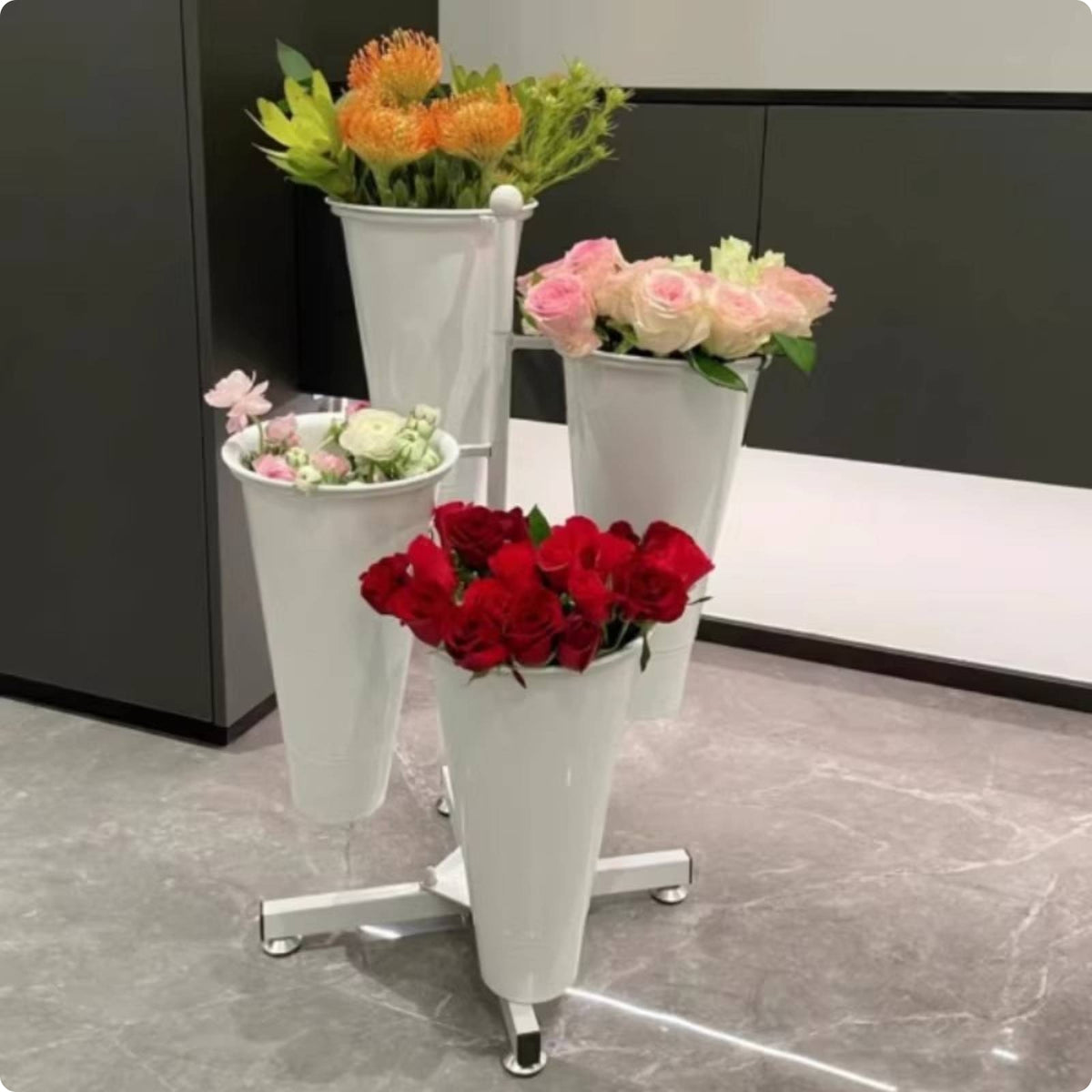 Iron Flower Rack Metal Frame Floral Presentation Rack Stable Base for Wedding