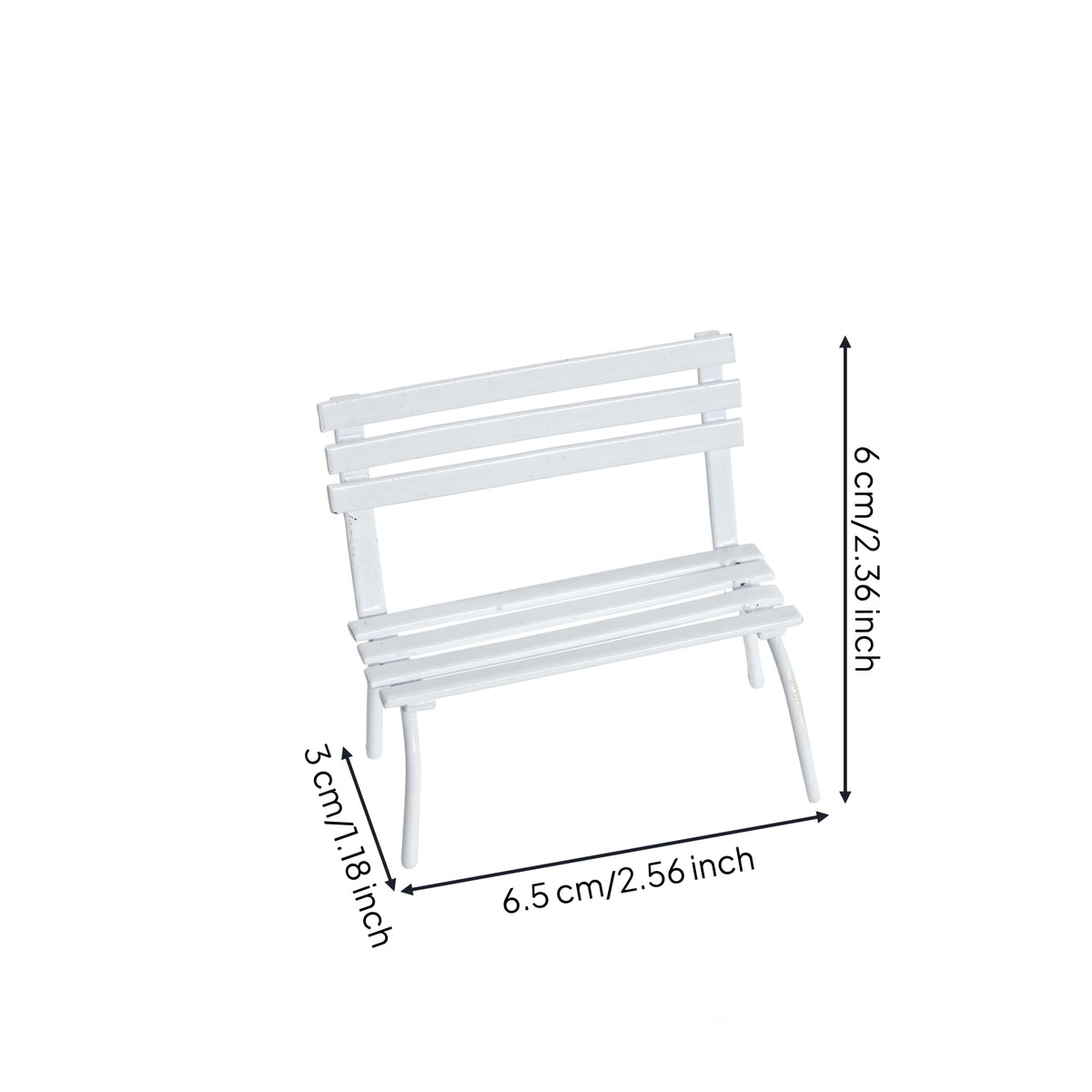 Slatted Metal Bench Tabletop Miniature Decor Compact Size