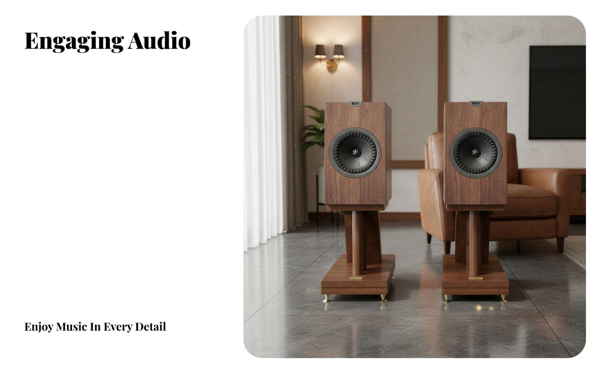 Adjustable Feet Solid Wood Speaker Stand Vibration Reduction Bookshelf Speaker Stand Shock Absorbing Audio Accessory High-Fidelity Grade for Audiophiles, Home Theater