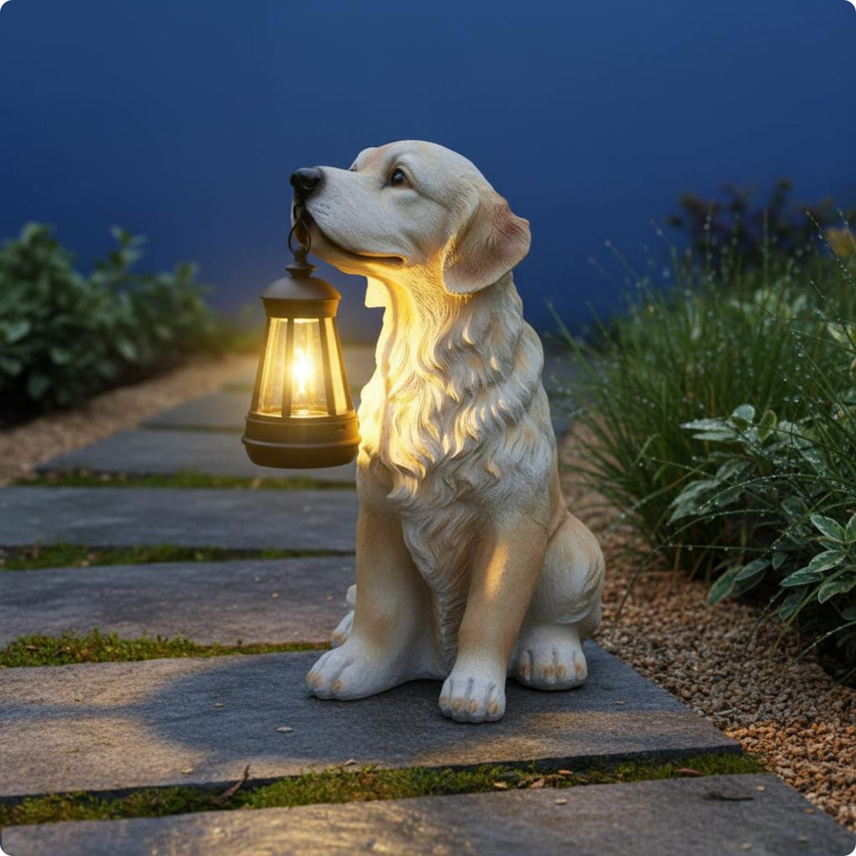 Hanging Lantern Dog Statue Courtyard Outdoor Decoration Weatherproof