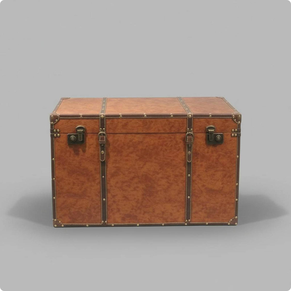 Vintage Suitcase Trunk Leather-Like Finish Vintage Storage Trunk Lined Interior Decorative Display