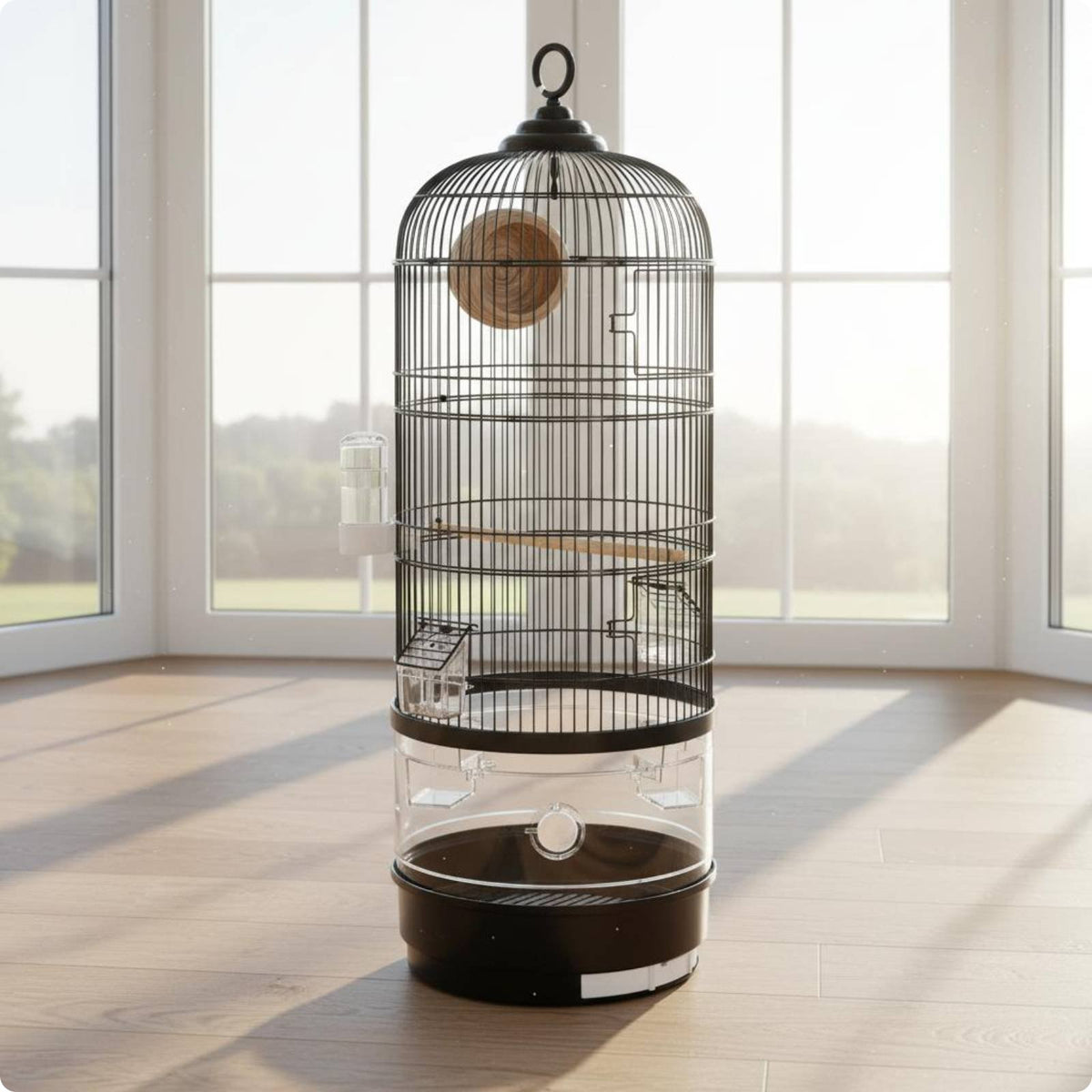 Round Bird Enclosure Easy to Clean Large Parrot Enclosure Wide Bar Spacing