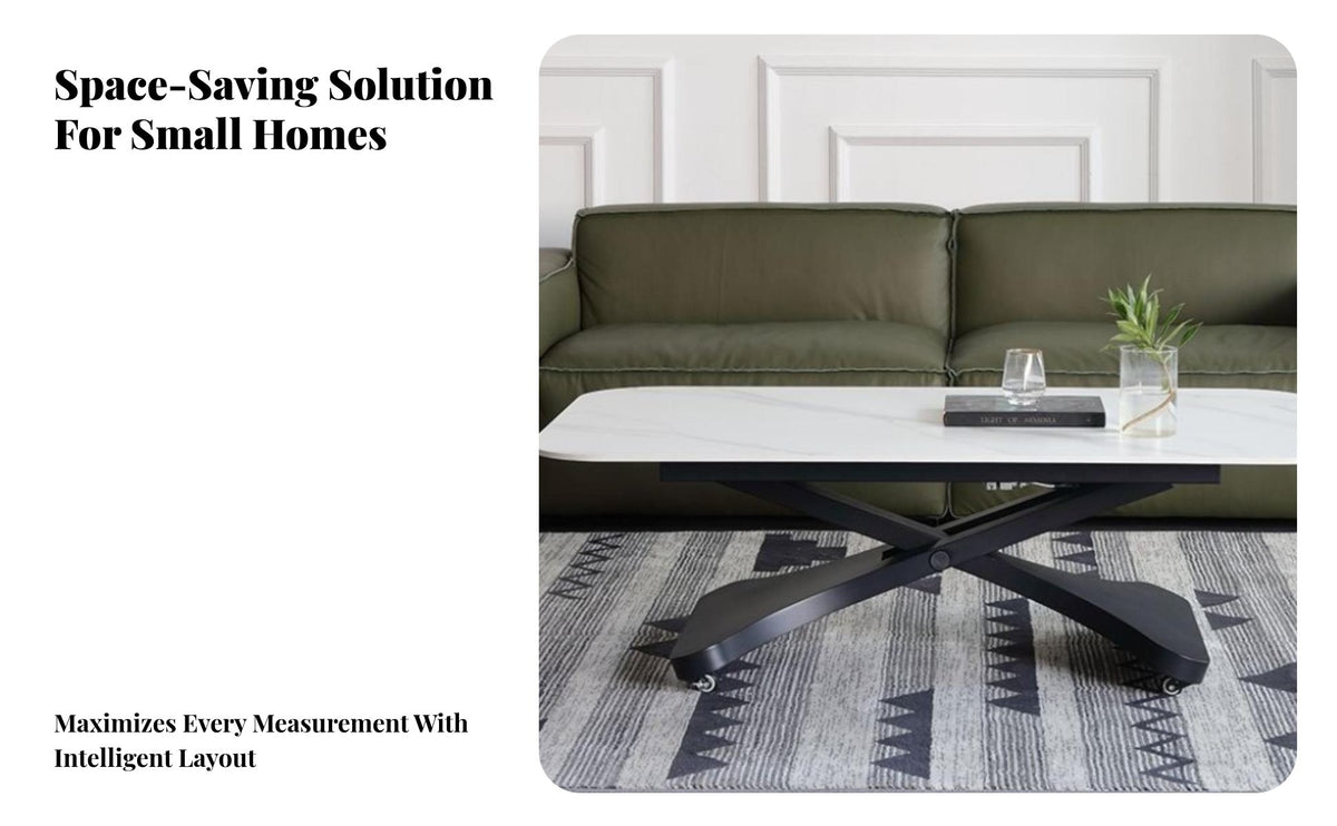 Height Adjustable Convertible Lift-Top Coffee Table Space-Saving Lift-Top Coffee Desk Minimalist Design Living Room Furniture Scratch-Resistant for Apartment Dwellers, Telecommuting Workers, Homeowners, Small Areas, Dining, Home Office