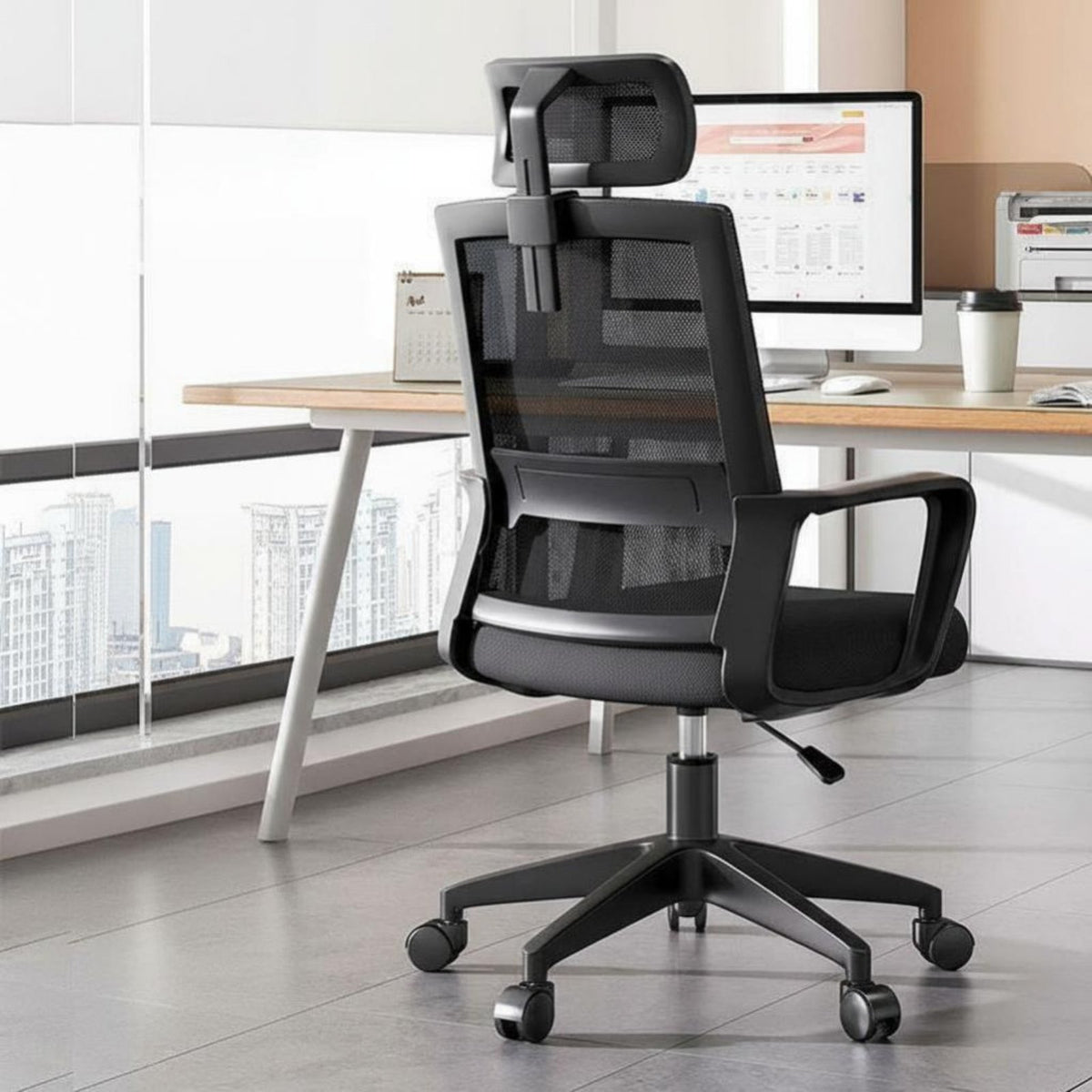 Mesh Back Swivel Chair Height Adjustable Office Furniture Effortless Rolling