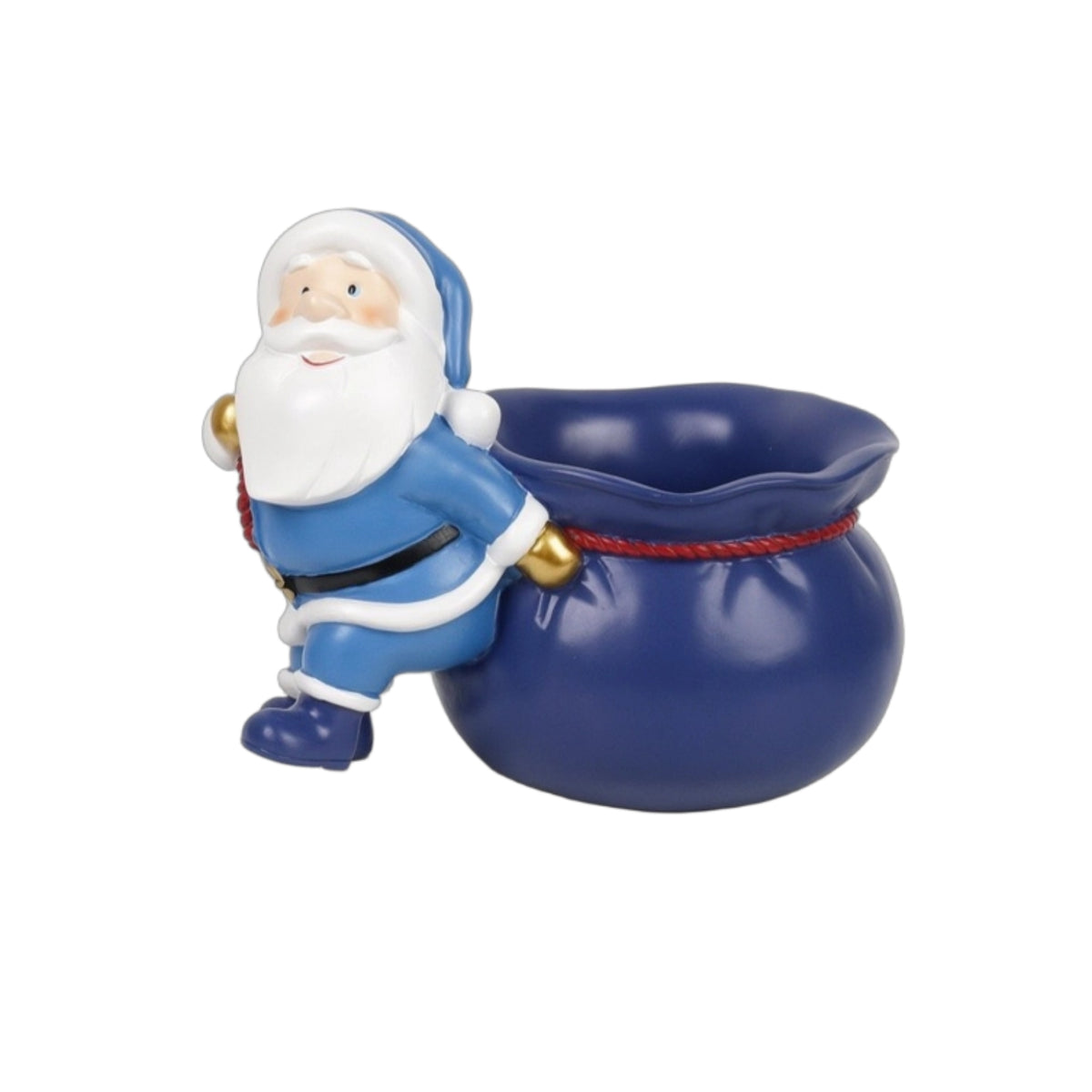 Santa Holder with Container Glossy Santa Figurine Decorative Tabletop Decor for Office