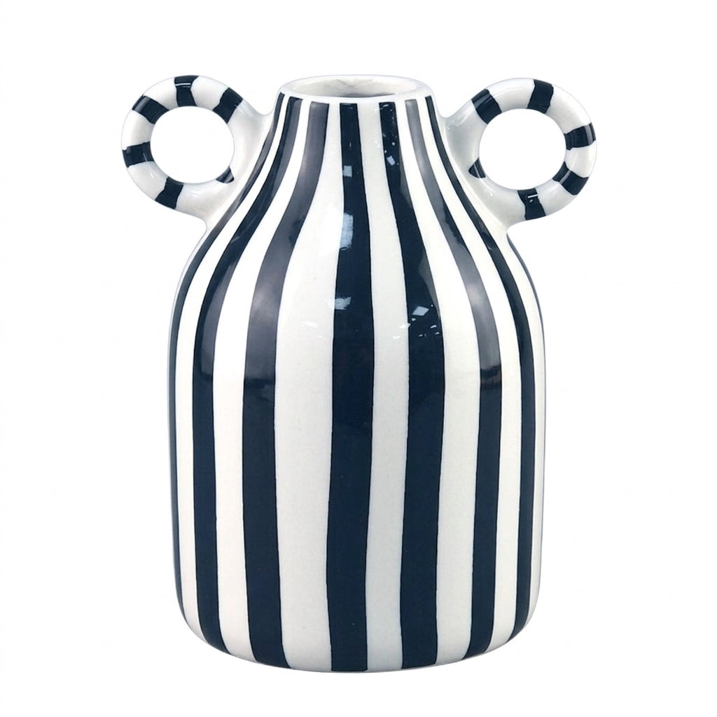 Ceramic Striped Vase, Modern Minimalist Style