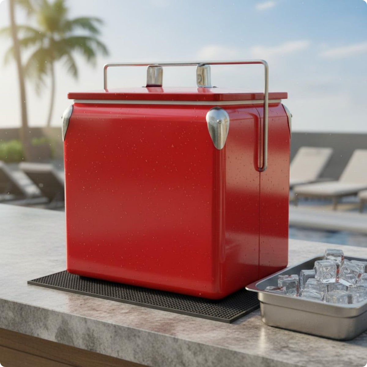 Metal Chilling Container with Handle Insulated Chiller Chest Insulated Ice Chest for Outdoor, Camping, Car Travel