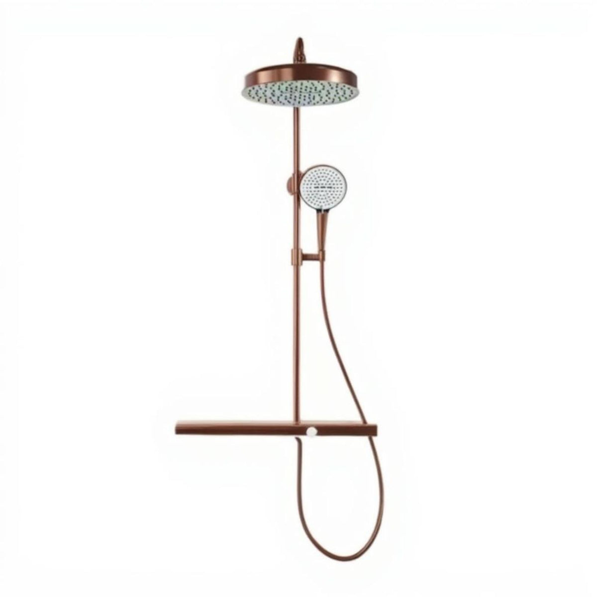 Rainfall Shower System, Brushed Copper Gold Brass, Temperature-Controlled, High Pressure, Wall Mounted, Large Flow, Bathroom Accessory Set