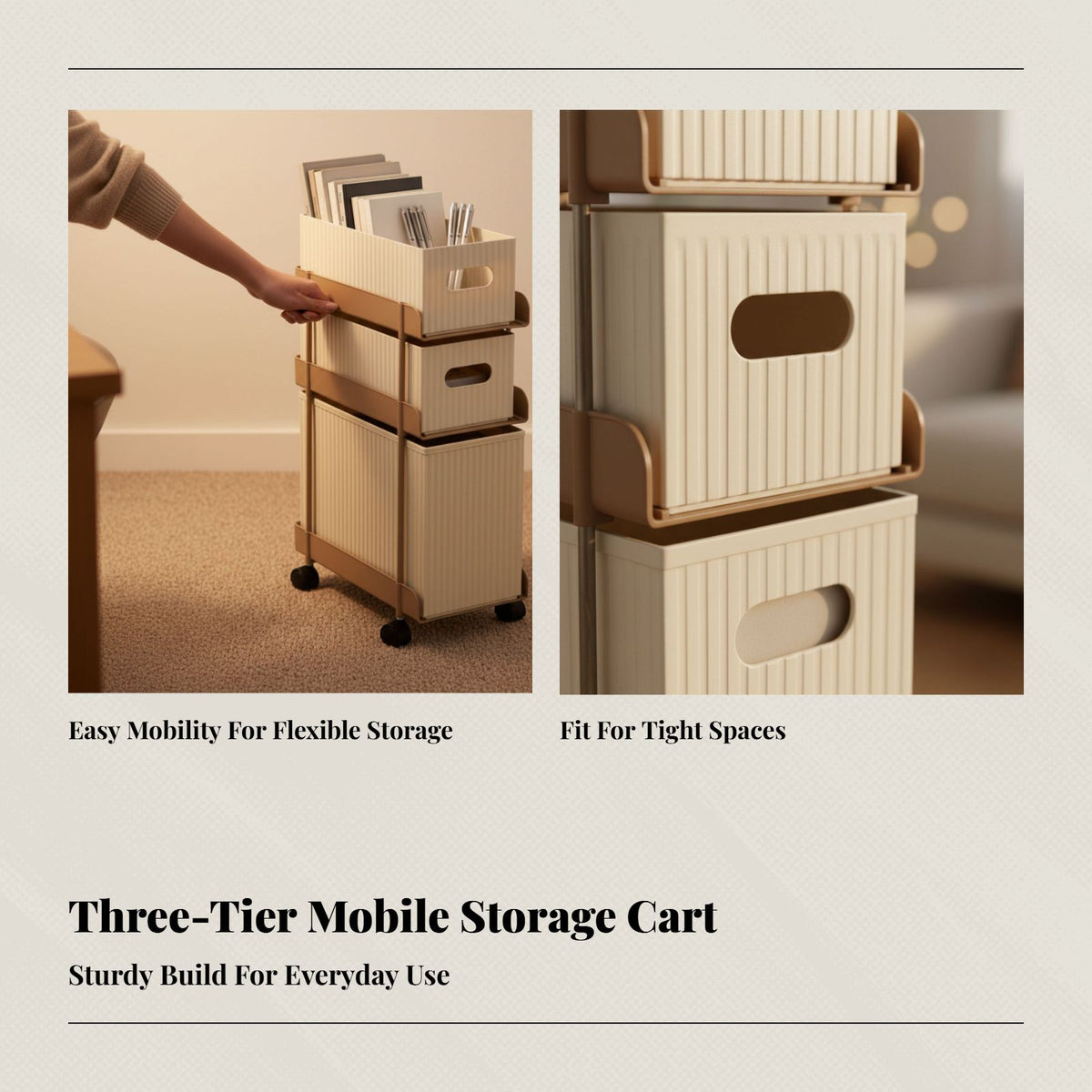 Slim Rolling Storage Shelf, Under Desk Movable Organizer, Snack Toy Book Rack for Home
