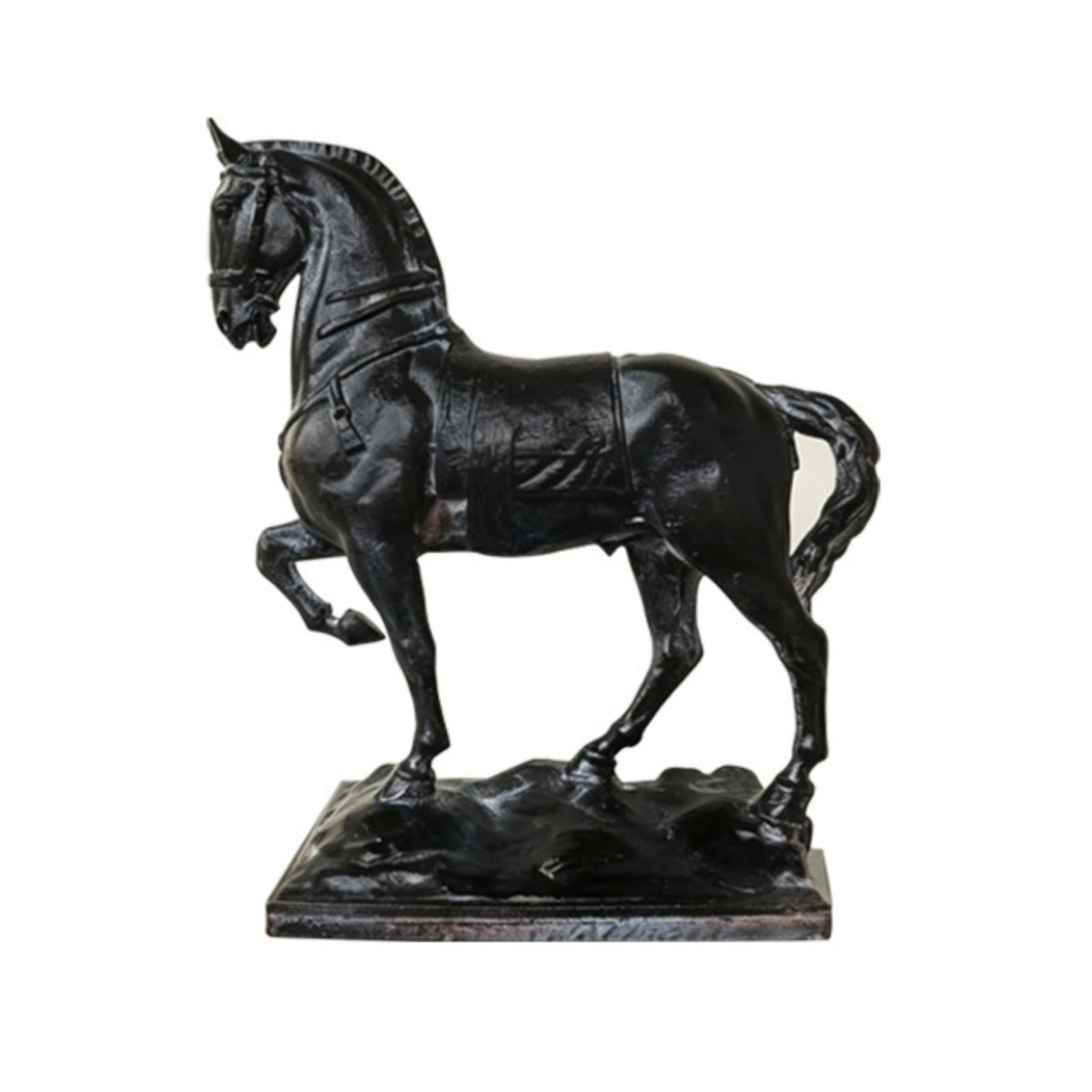 Rearing Horse Statue Retro Horse Figurine Carved Ornament for Entryway, Study