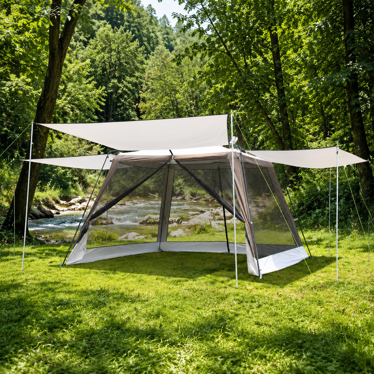 Automatic Pop-up Tent, One-touch Setup, For 8 People, Large Family Camping, Waterproof Oxford Cloth, 310x310x210cm