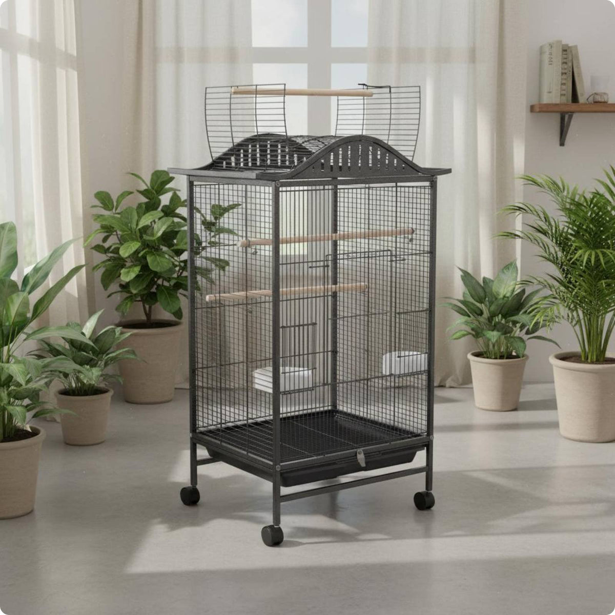 Large Parrot Aviary Enclosure Heavy Duty Pet Housing Slide-out Tray for Indoor