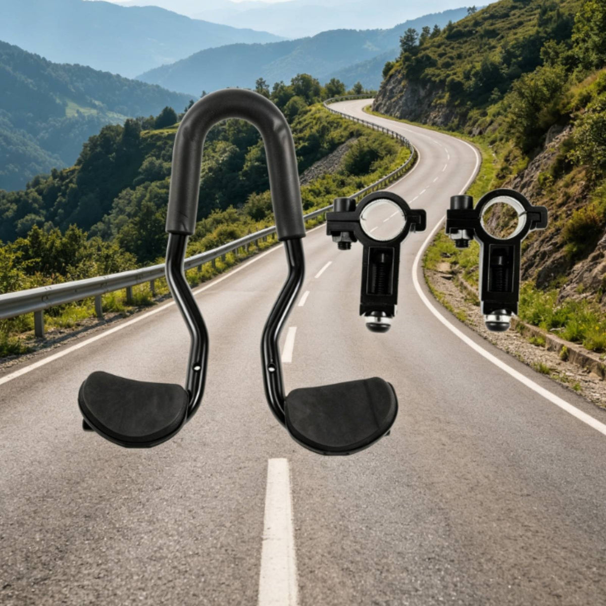 Aluminum Alloy Cycle Handlebar Rest Bar Clamp Mount U-Shaped Handlebar Rest Padded Handlebar Armrest