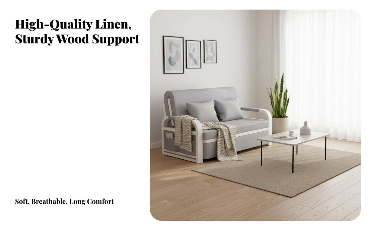 With Armrests Pull-extendable Single Sofa Bed Space-Saving Pull-extendable Armchair Bed two-in-oneUse Sleeper Chair Modern Design for Small Apartment Dwellers, Students, Homeowners, Home Office