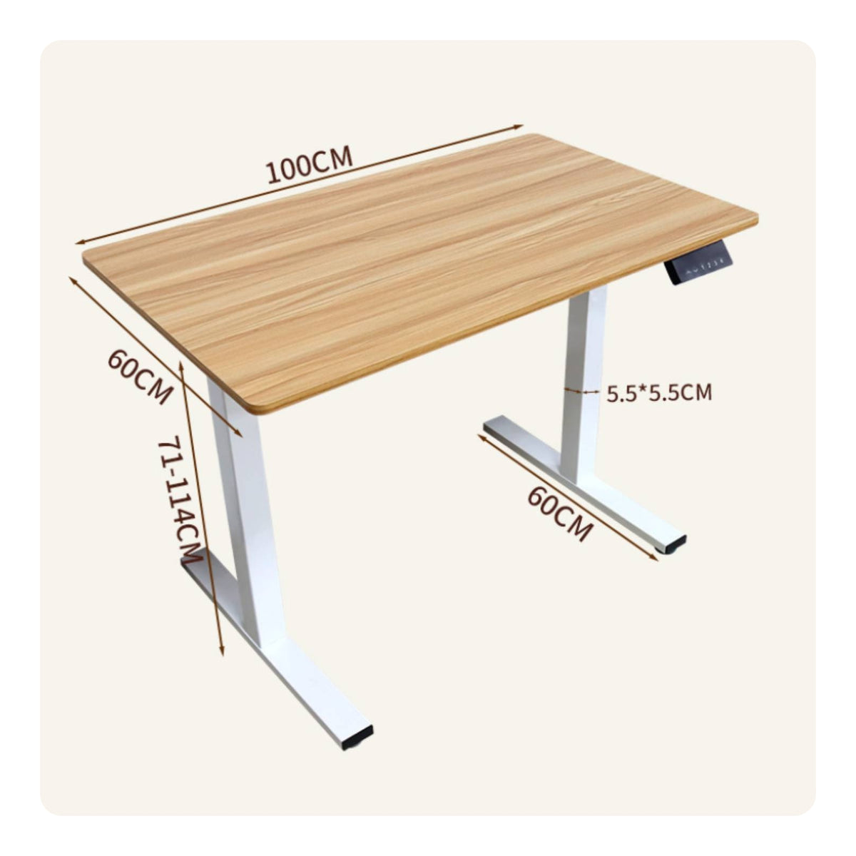Height-Adjustable Desk White Frame Electric Standing Desk Wide Flat Feet