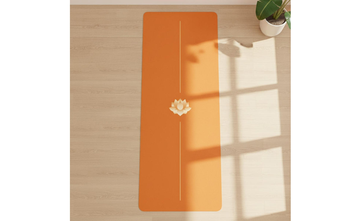 Non-Slip Exercise Mat with Alignment Lines Natural Rubber Exercise Mat Cushioned Wide for Stretching