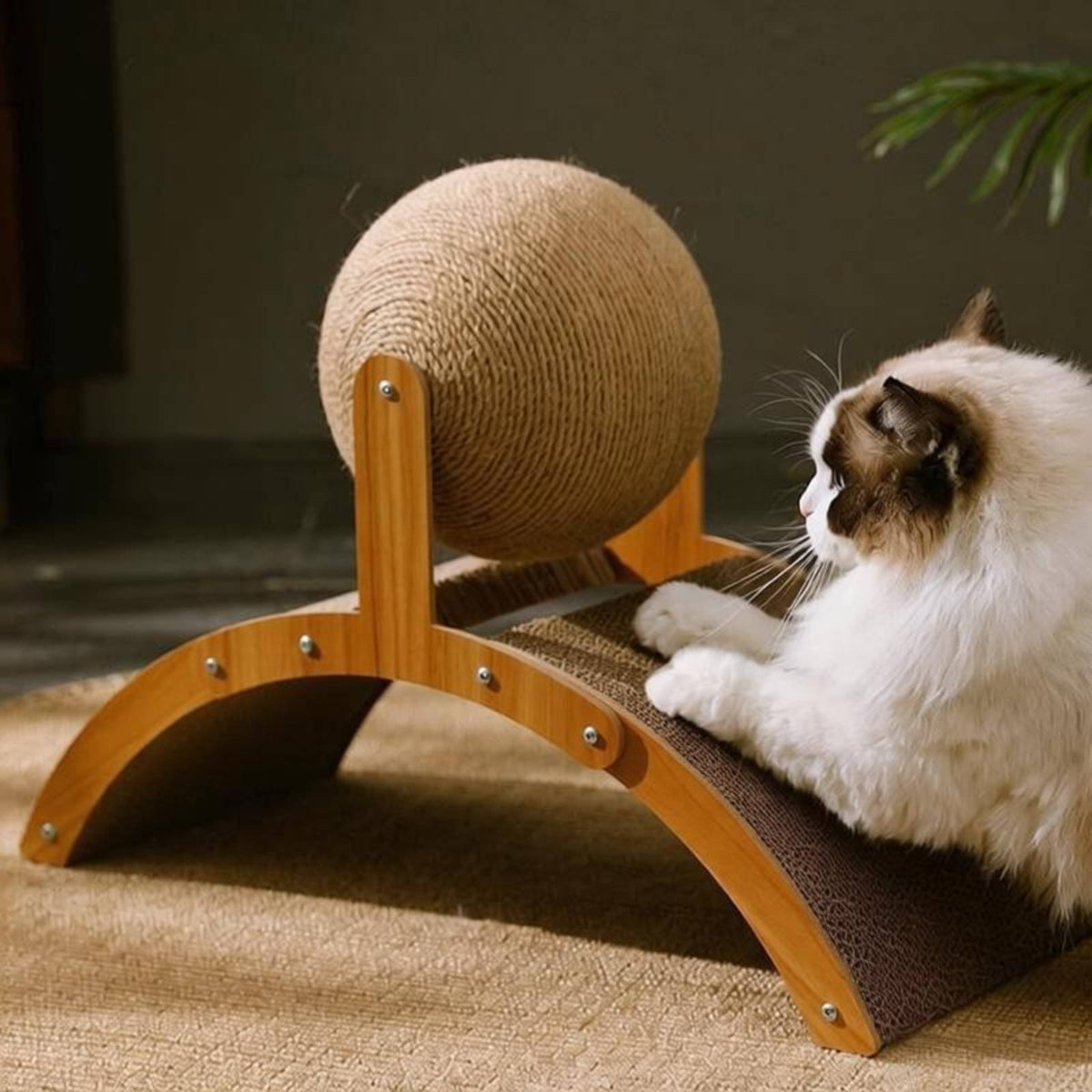 Long-Lasting Cat Scratcher with Ball Promotes Healthy Claws Sisal Rope Scratching Ball Relieves Boredom for Kittens
