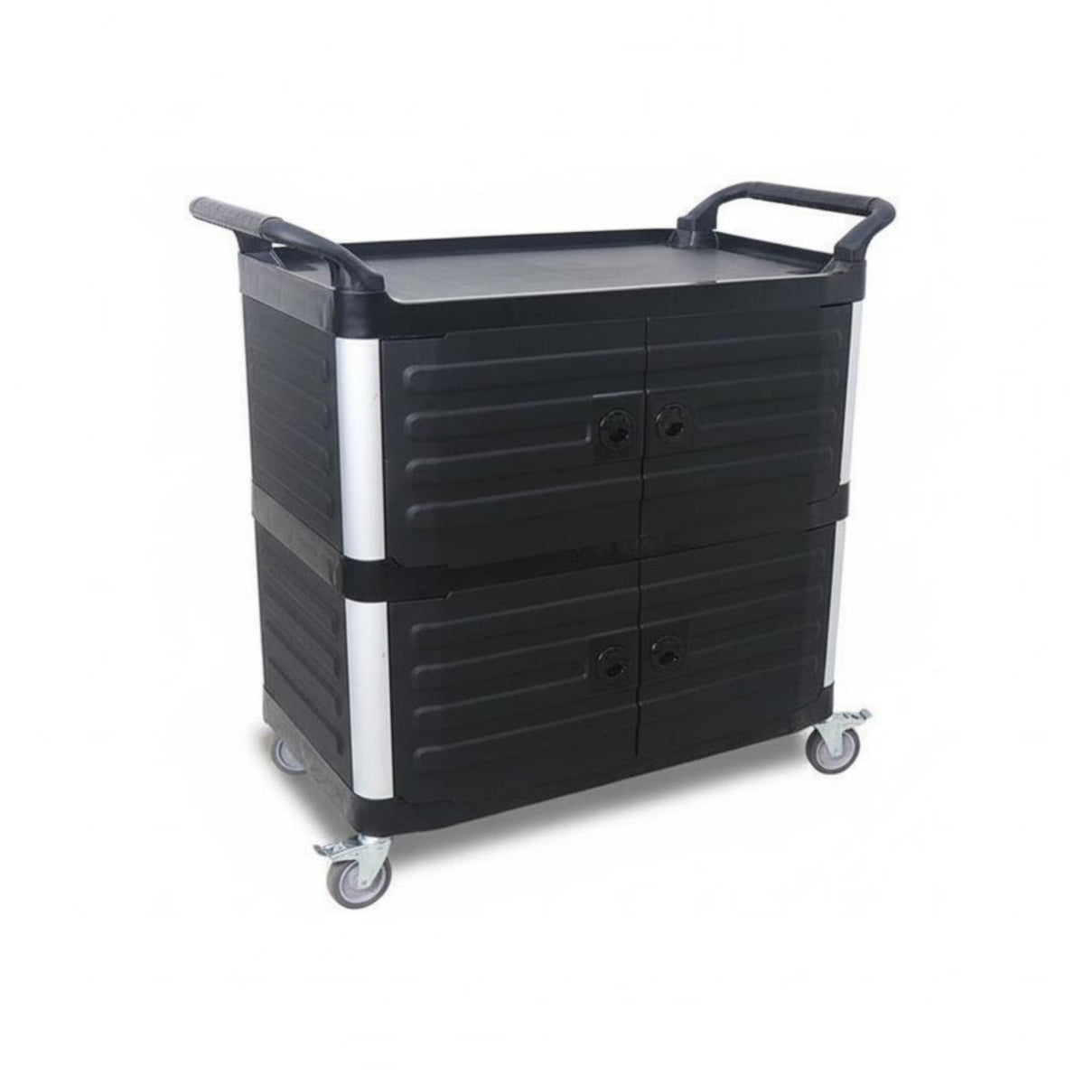 With casters 3-Tier utility Cart sturdyDuty 3-Shelf Rolling Server Large Capacity Commercial Equipment 360° pivoting Casters for Restaurant Staff, Kitchen Workers, Hotel, Canteen, Banquet Hall, Hospital