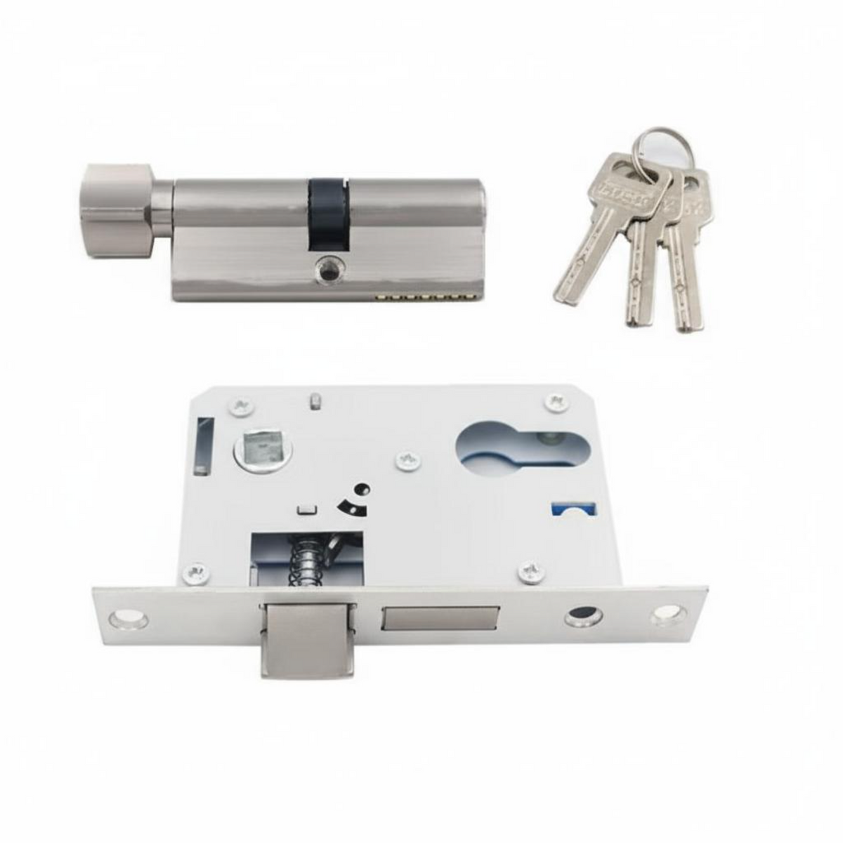 Interior Door Lock, Universal Mortise Lock Set with Key, Quiet Bearing Latch, Privacy Security