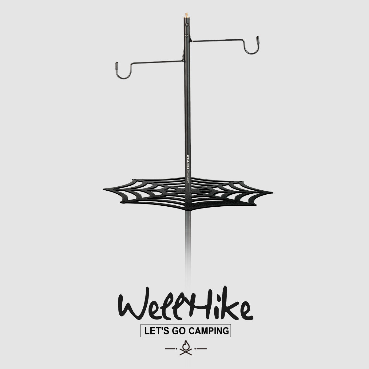 WELLHIKE Outdoor Double Head Lamp Stand, Portable Metal 1/4 Interface, Adjustable Length for Camping Table
