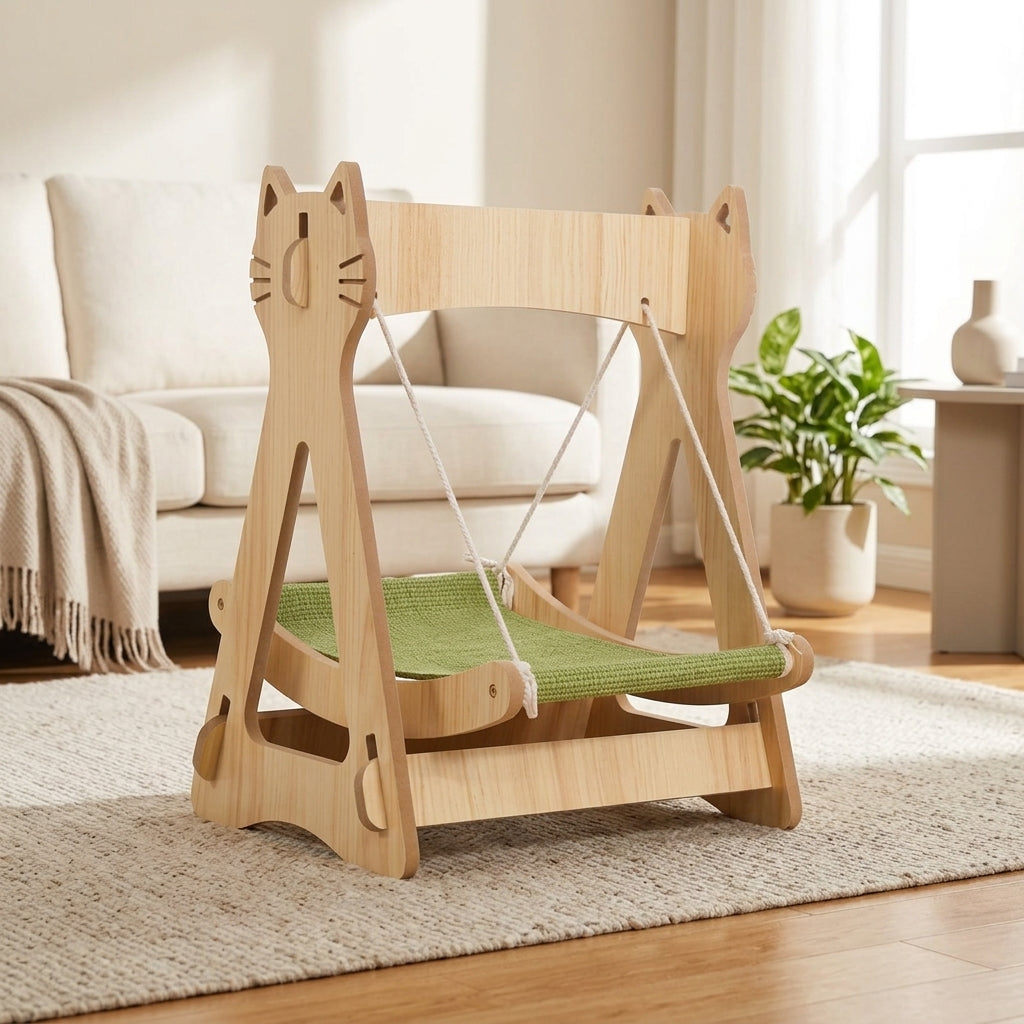 Cat Swing Hammock Basket with Tassels, One-Hanger Hanging Toy and Rocking Chair for Indoor Cats, Multi-Scene Use for Feline Boredom Relief