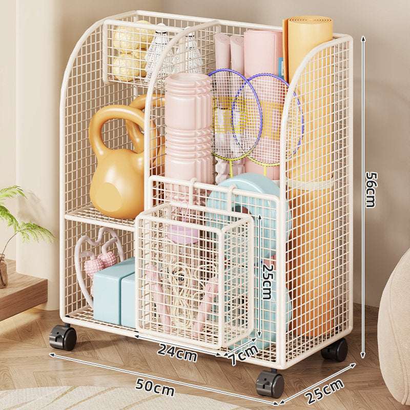 White / W Wheels Basket