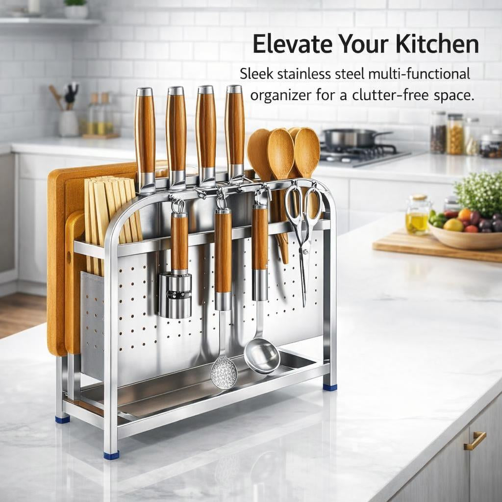 Stainless Steel Pot Lid Holder Kitchen Organizer, Multi-functional Board Holder, 304 Stainless Steel, Rust Resistant Kitchen Storage Rack