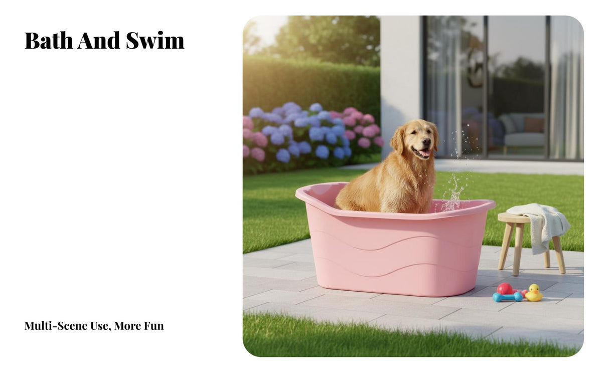 Easy Storage Dog Bath Tub Sturdy Large Pet Bathing Basin High-Wall Design Foldable Dog Pool Lightweight for Medium Dogs, Outdoor, Bathroom