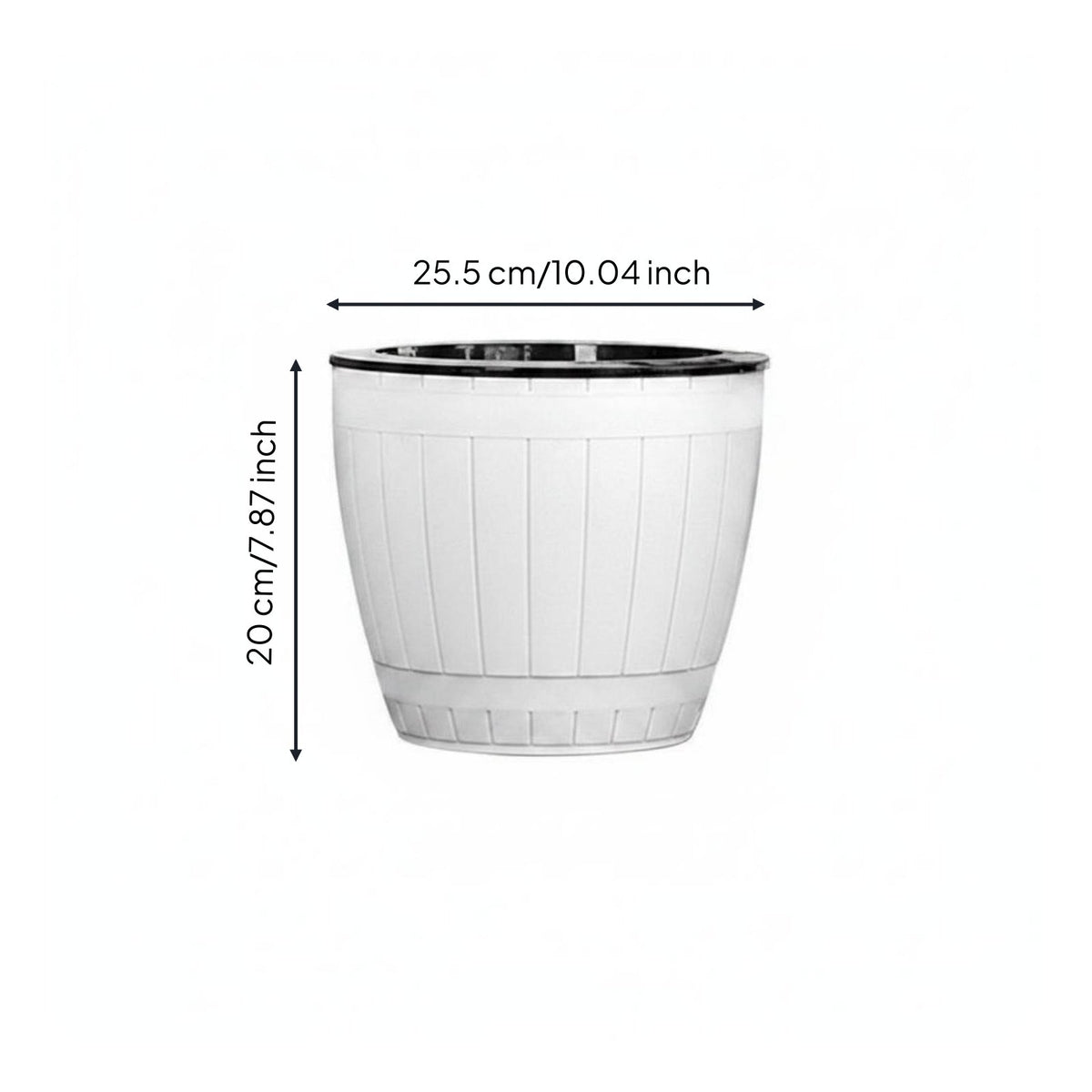 Self Watering Planter Faux Wood Grain Barrel Design Flower Pot Prevents Root