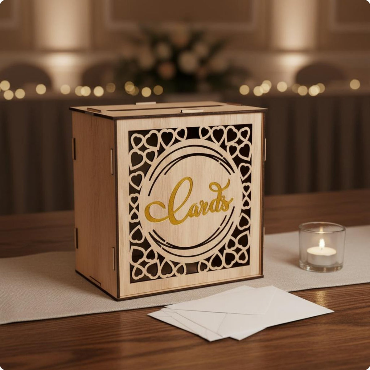Wooden Wedding Card Box Large Capacity Celebration Decor Easy to Assemble
