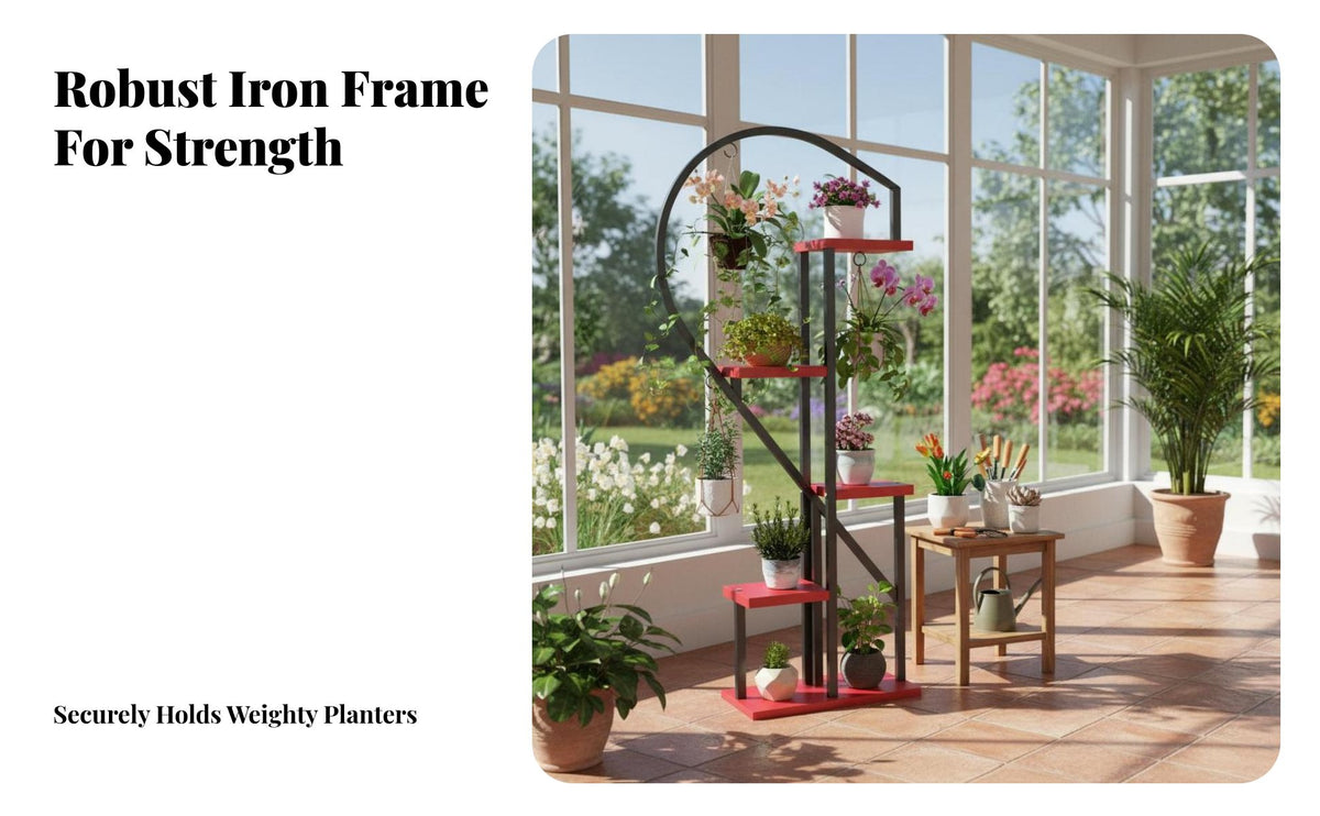 Minimalist design 6-Tier Heart design Stand Floor-Standing Plant Shelf Multi-Tiered Indoor Decoration Space-Saving for Gardeners, Homeowners, Living Room, Balcony