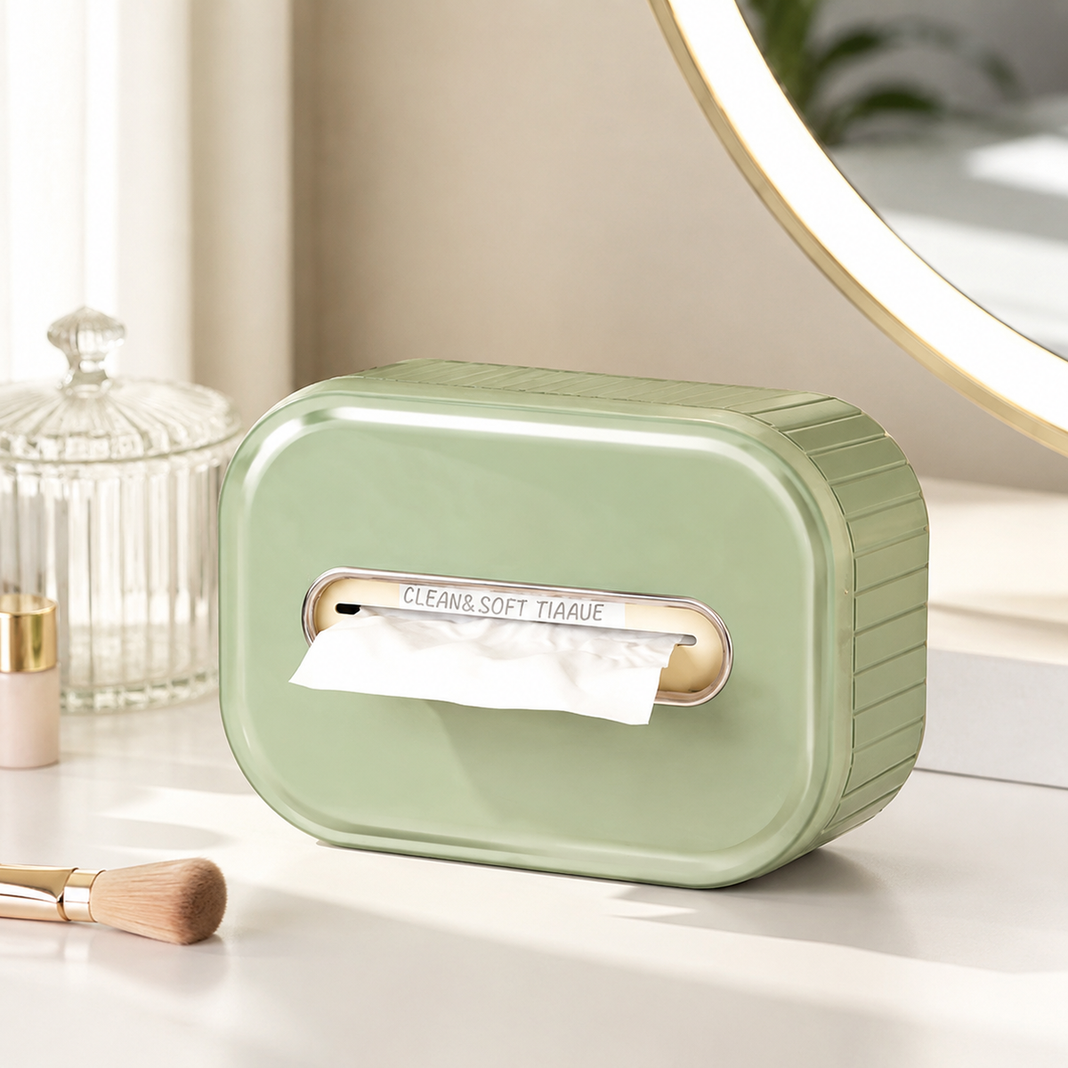 Wall Mounted Tissue Box Holder Square, Modern Minimalist Pull Out Tissue Dispenser, PET Spring Loaded for Bathroom & Kitchen