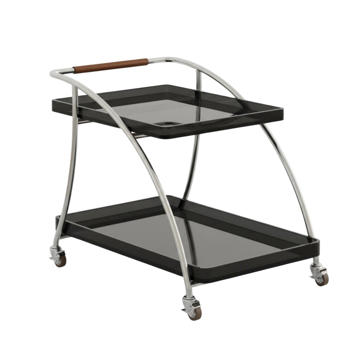 2-Tier Rolling Trolley Transparent Design Mobile Furniture Movable with Casters Vintage Retro-& Aestheticd for Students, Bedroom