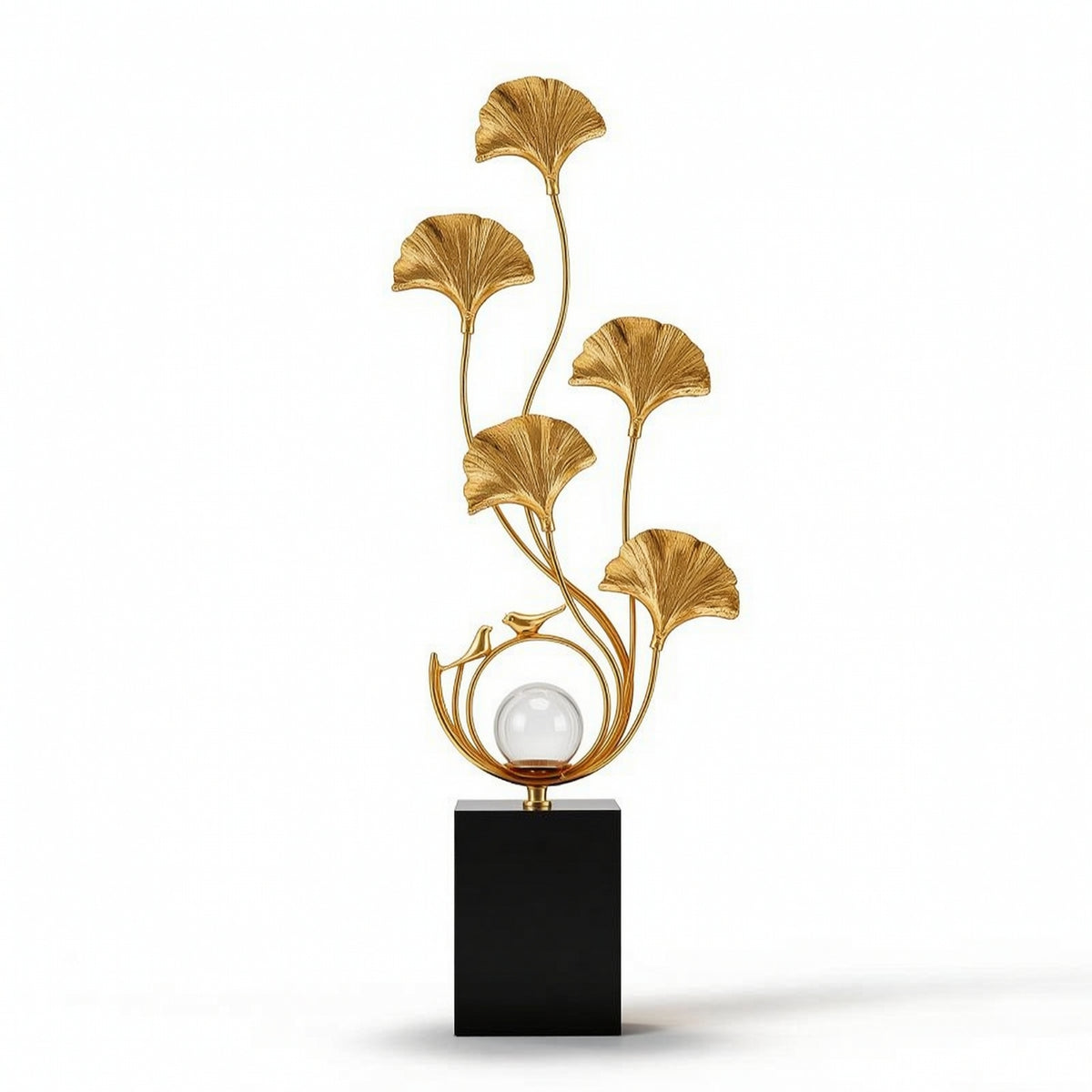 Ginkgo Leaf Sculpture Tall Metal Leaf Sculpture Modern Decoration for Living Room