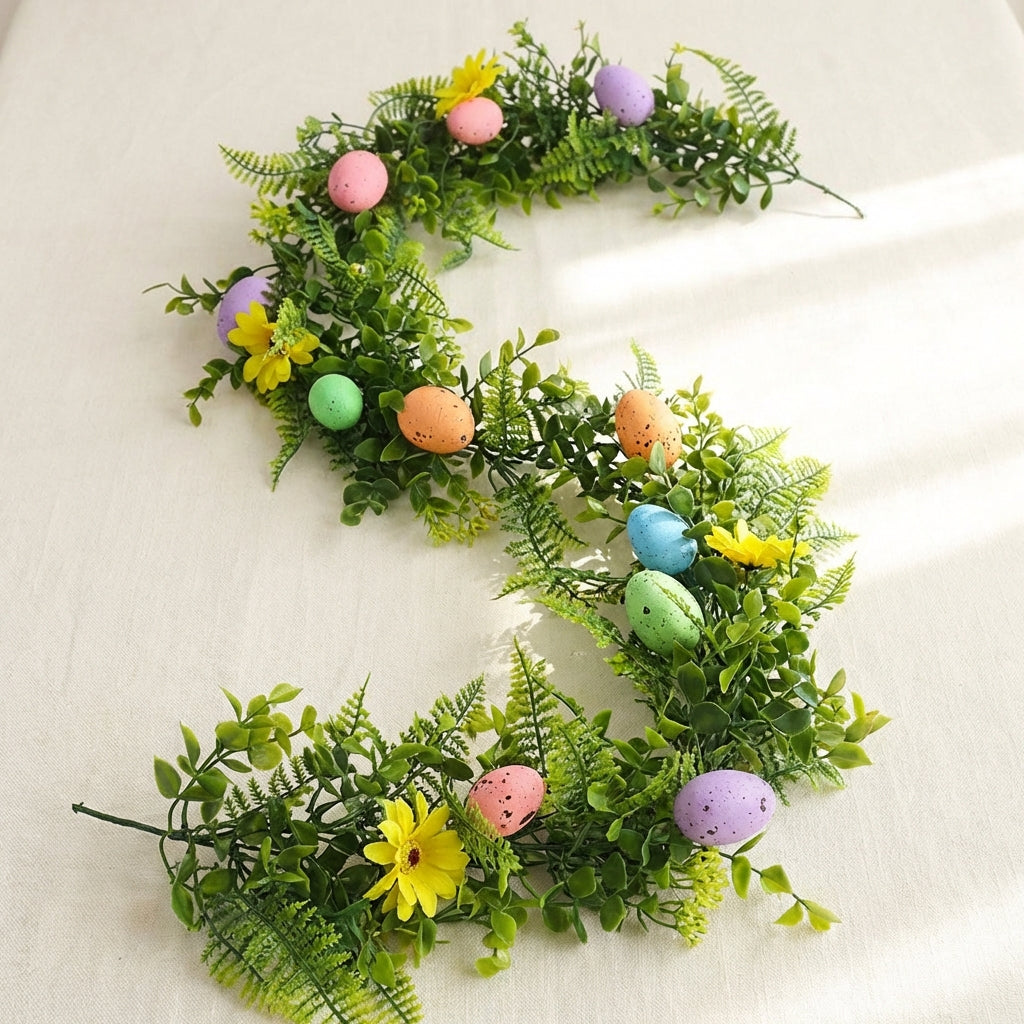 Easter Egg Garland Easter Versatile Decor Vine Realistic Artificial Egg Vine for Event Planners, Home, Indoor, Mantle, Table