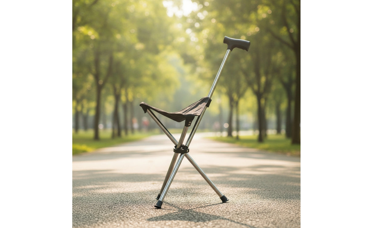 Cane Stool Foldable with Seat Lightweight with Seat for Elderly, Seniors, Waiting in Line, Travel, Outdoor