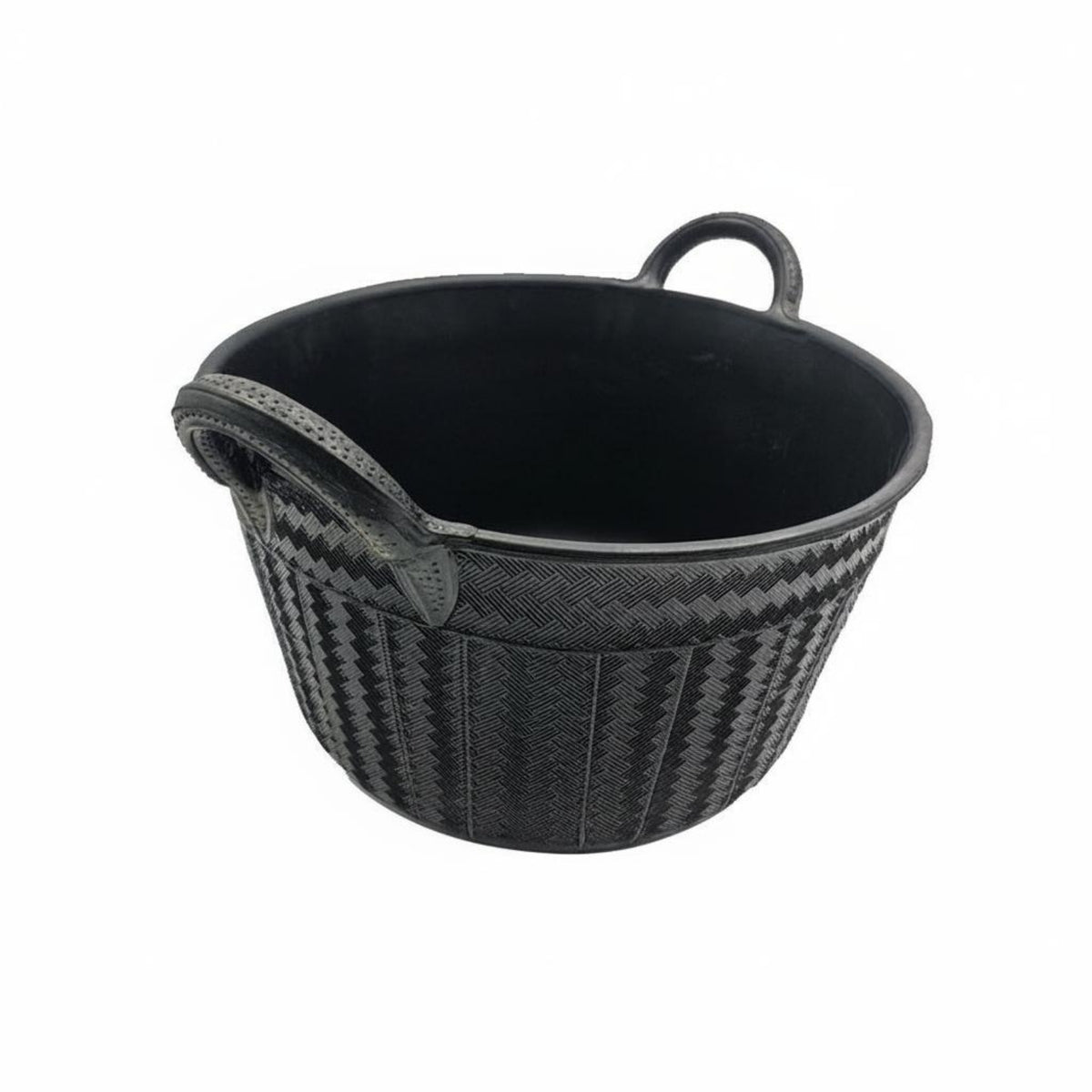 Black Rubber Bucket Open Top Woven-Texture Bucket Nestable Utility Container for Construction Tasks