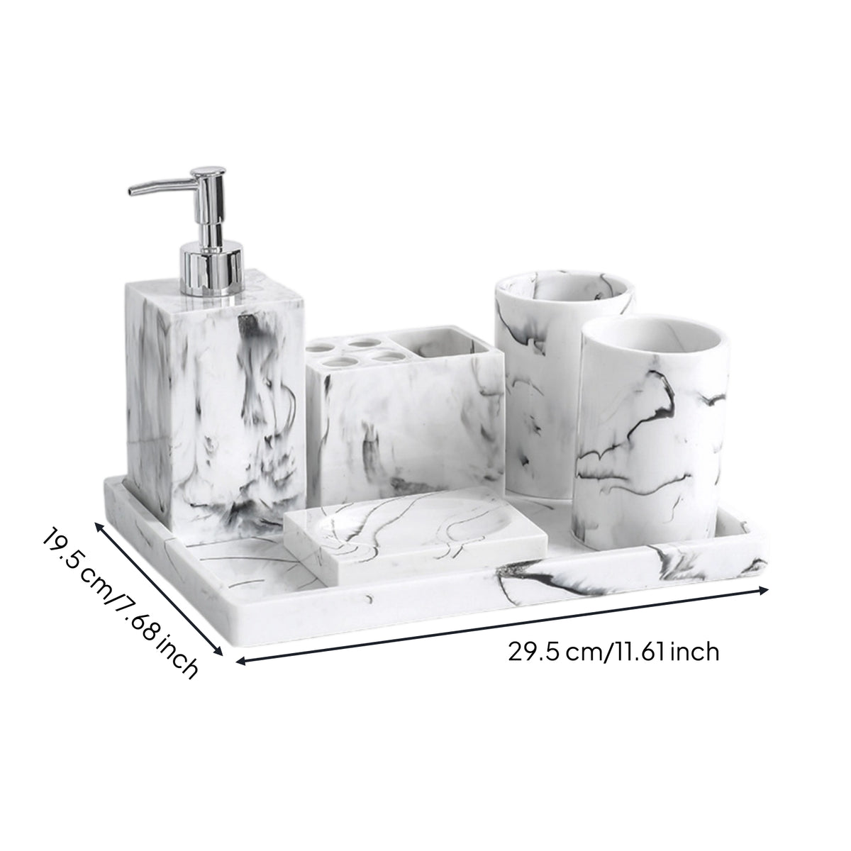 6 Pieces Marble Bathroom Set Nordic Design 6 Piece Bathroom Set for Showroom