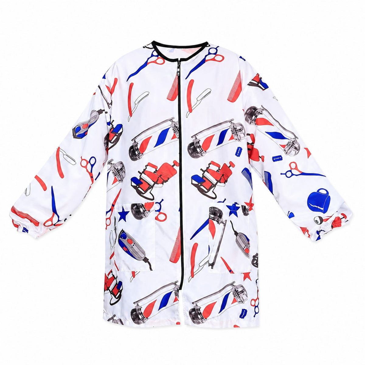 Stylist Jacket Long-Sleeve Barber Coat Printed for Hairdressers