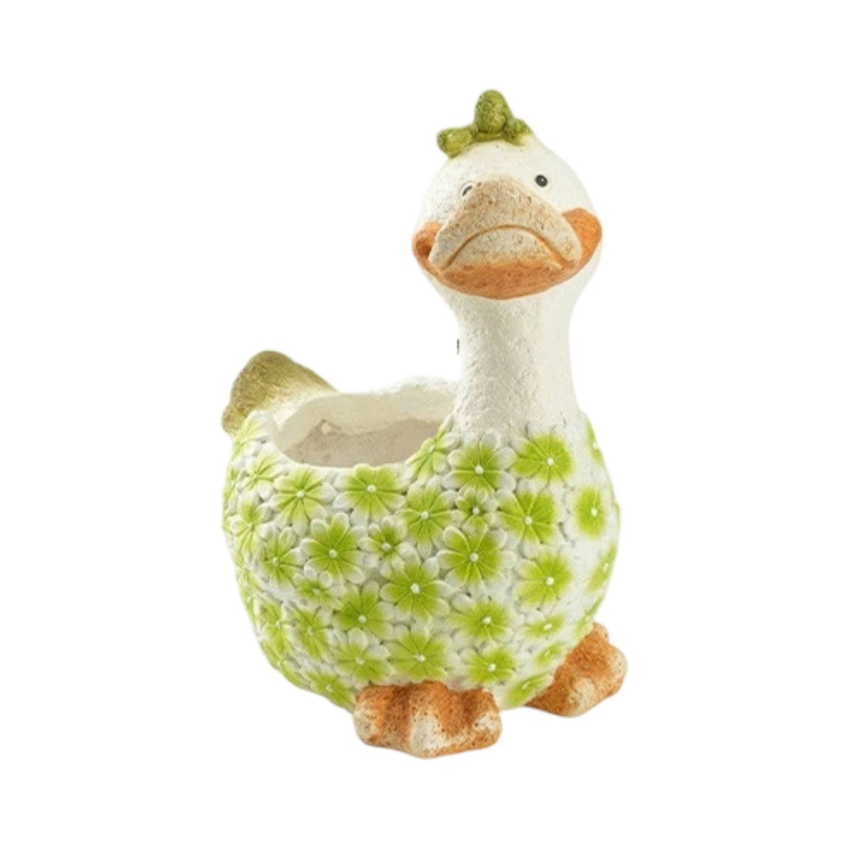 Duck Planter Decorative Duck Flower Pot Planter with Floral Pattern for Courtyard