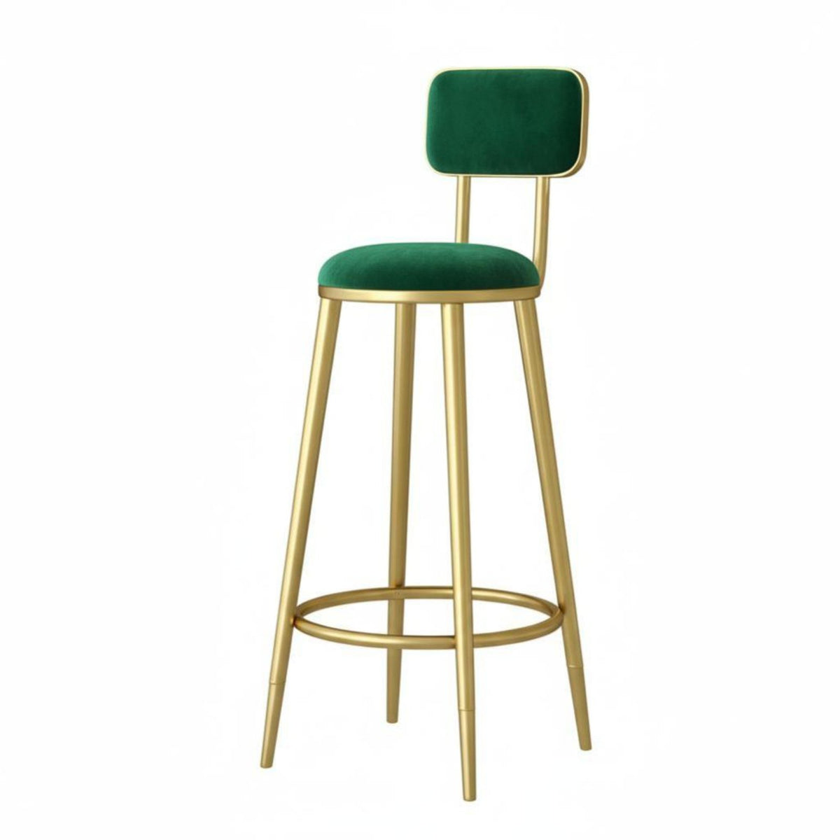 Upholstered Bar Stool with Support Rest Modern Design High-Legged Chair Comfortable Long-Lasting for Cafe, Reception Desk